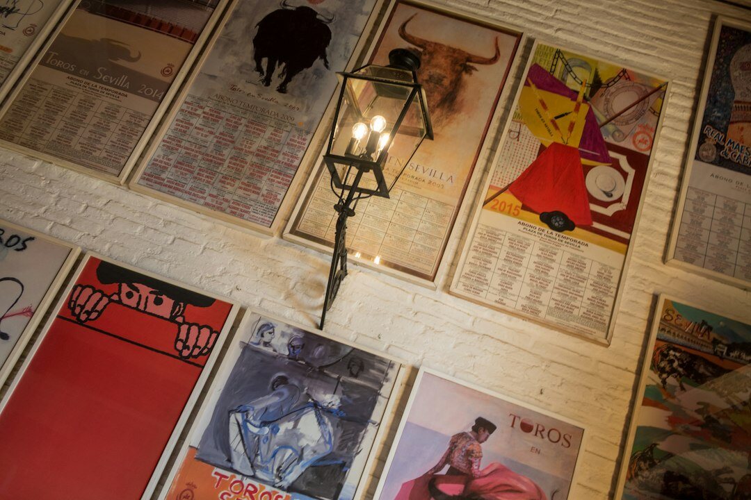 vintage advertising poster on wall